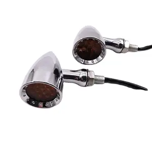 Clignotant universel de moto led en alliage d'aluminium avec perçage de balle blanche métal Pentian clam Lei