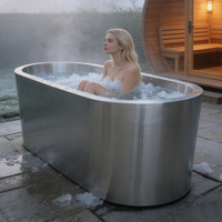 Baignoire autoportante en acier inoxydable 304 sur mesure OEM, baignoire de trempage à froid, baignoire de bain de glace, capacité 90 gallons, durable, directement de l'usine