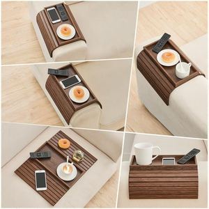 Solid <strong>Wood</strong> Sofa Armrest Tray Living Room Home Person Watching TV Snacks Tea Points Fruit <strong>Plate</strong> Wooden Sofa Tray - Product Image 5