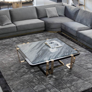 Mesa de Centro Cuadrada de Diseño Moderno Italiano de Lujo con Tapa de Mármol y Estructura de Acero Inoxidable para el Hogar GG-CT-01-CHARISMA RE - Product Image 1