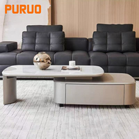 Table basse de style italien en marbre naturel, avec plateau en acier inoxydable bronze antique et rangement en MDF, table basse de luxe
