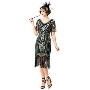1920s Gatsby Retro <b>Sequin</b> Beaded Cocktail Dress V-neck Sheath <b>Plus</b> <b>Size</b> Vintage Party Dress - Product Image 4