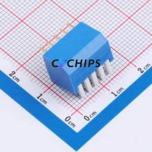 DSDP-05-B DIP Switch Through hole Component (THT) Switch Piano Key 5 2.54mm Blue - Product Image 2