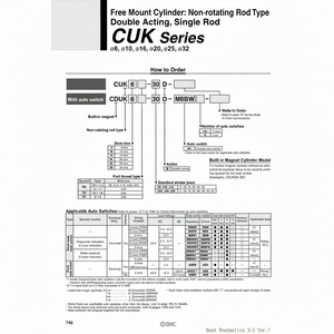 Pièces pneumatiques de CUK25-50D de cylindre de bâti libre de SMC Pneumatics - Product Image 1