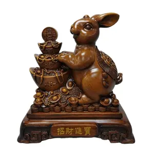2023 Chinesische Feng Shui Sternzeichen Kaninchen Glück Reichtum Chinesische Goldene Kaninchen Statue Sparschwein