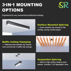Luz Lineal LED SR G5, Moderna, Arquitectónica, <span class=keywords><strong>de</strong></span> Aluminio, IP20, Ra80, Ángulo <span class=keywords><strong>de</strong></span> Haz <span class=keywords><strong>de</strong></span> 120°, Garantía <span class=keywords><strong>de</strong></span> 3 Años, Iluminación Comercial para Oficinas y Gimnasios - Product Image 5