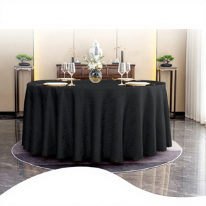 Nappe ronde en jacquard floral de luxe avec bord festonné - Housse de table en polyester de qualité supérieure pour mariages, hôtels et banquets - Product Image 4