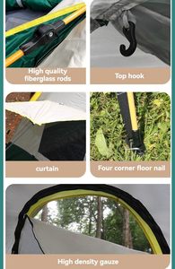 Tenda Pop-Up Istantanea a Doppia Finestra con Telo Antipioggia Rimovibile, Riparo Solare, Montaggio Rapido Automatico, Tenda da Campeggio per Famiglie - Product Image 6