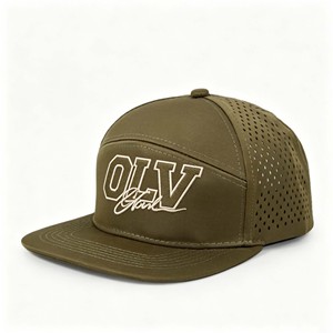 6 Panel Structured <b>Flat</b> Brim Snapback Cap Custom 3D Embroidery Logo, Acrylic Moisture Wicking <b>Hat</b> for Outdoor Sports Events Wear - Product Image 1