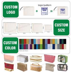 Bolsa de cosméticos de maquillaje de Material de algodón ligero con logotipo personalizado de alta calidad con cremallera - Product Image 6