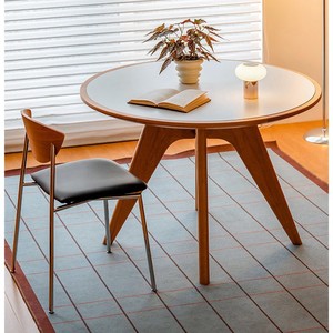 Taoxi Round <b>Table</b> Cherry Wood 2 Piece Set Space Saving Nordic Style <b>Dining</b> Room Furniture - Product Image 1