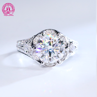 Luxe 9k 10k 14k 18k Moissanite Bague Ronde Coupe 5ct Or Blanc Moissanite Bijoux Bague de Fiançailles pour Femmes Cadeaux