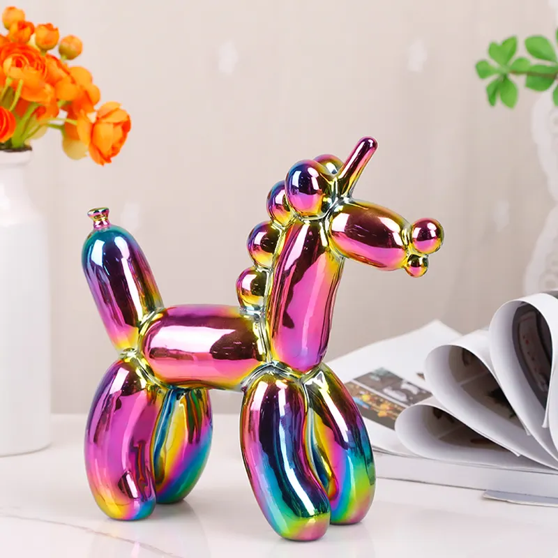 Redeco thiết kế mới sáng tạo màu sắc bóng chó Unicorn tượng dễ thương Unicorn Quà Tặng gốm Unicorn trang trí cho trang trí nội thất