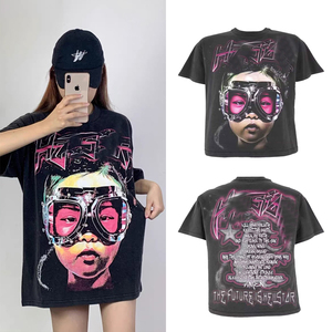 เสื้อยืดคอกลมพิมพ์ลายตามสั่งสำหรับนักออกแบบแบรนด์แฟชั่น ผ้าฝ้าย 100% ทรงหลวมสำหรับผู้ชาย - Product Image 3