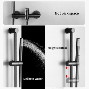 Nero opaco in ottone semplice montato a parete con barra di scorrimento calda formica <span class=keywords><strong>doccia</strong></span> a pioggia fredda Set Mixer per il bagno - Product Image 3