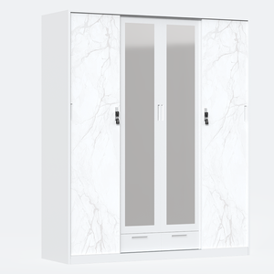 Nouveau design personnalisé imprimé chambre à coucher mobilier en métal armoire en acier à 4 portes avec tiroirs - Product Image 1