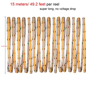 Ultra longueur 15m Cob Led Strip Ra90 3 ans de garantie Ce Rohs 3000k 4000k 6500k 15m Cob Led Strip Light Ultra longueur