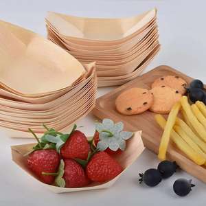 50 PCS Assiettes de service à apéritif <span class=keywords><strong>jetables</strong></span> Assiettes à huîtres en bois naturel - Product Image 5