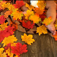 A89 Lot de 50 feuilles colorées d'automne et d'automne de 8cm Décorations de table pour Thanksgiving Feuilles d'érable artificielles