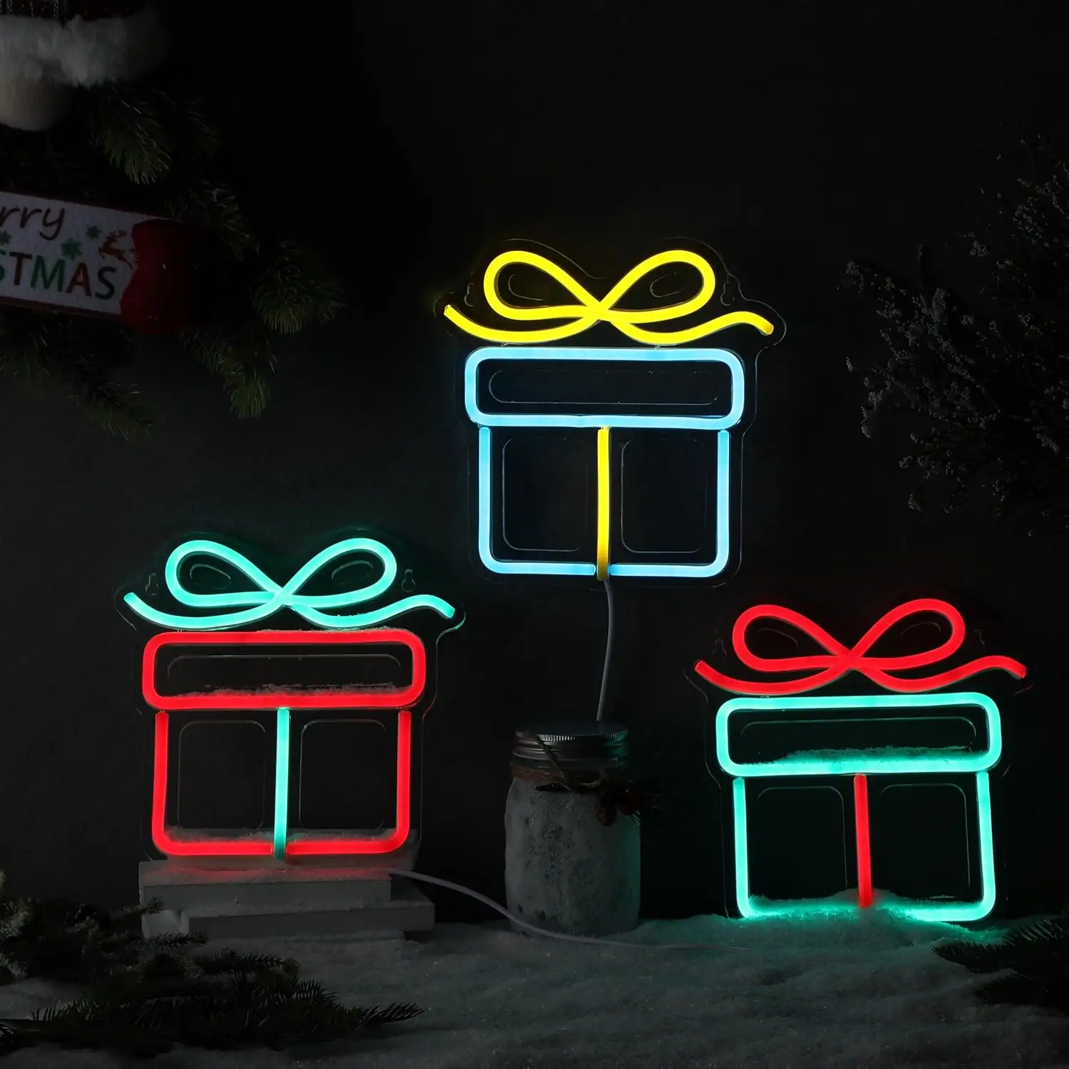 Coffret cadeau néons de Noël Lumières néons LED Enseigne néon de Noël personnalisée