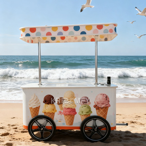 OEM New Electric Small Customizable Ice Cream Mobile Kitchen Food Dining Cart For Sale - Product Image 1