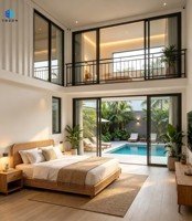 Maison préfabriquée moderne en structure acier, villa modulaire à deux étages avec balcon et escalier, maison portable, hôtel-resort, hébergement
