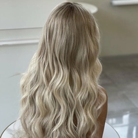 Peluca frontal de encaje de cabello humano europeo rubio ceniza con reflejos, cabello Remy con cutícula alineada, 13x4, gorro pequeño, onda suelta.