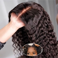 13x4 transparente encaje frontal Bob peluca cabello humano ondulado profundo rizado 180% densidad agua ondulación encaje frente peluca para mujeres