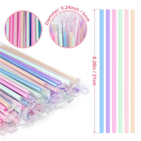 Pailles en papier jetables de 21 cm pour Bubble Tea, épaisses, arc-en-ciel, avec emballage individuel, pour les fournitures de bar et de fête