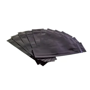 Bolsa Ziplock plana de papel de Mylar, bolsas con logotipo personalizado, materiales opacos negros, bolsa de plástico Biodegradable