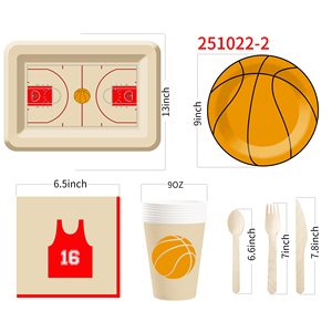 DAMAI - Juego de Vajilla Desechable de Papel para Fiesta de Cumpleaños con Temática de Baloncesto, Platos, Vasos, Servilletas, para Fiesta de Niños - Product Image 5