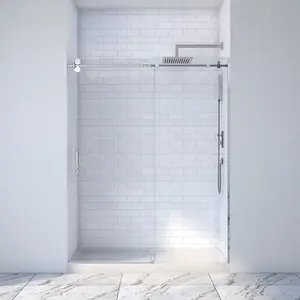 Custom Design Shower Doors Sliding Bathroom Clear Tempered Glass 1 Way Sliding Shower Door For Apartment
