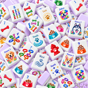 Luxury Modern <b>Dog</b> Theme American Mahjong <b>Set</b> 160 Pcs Acrylic Tiles Foldable Portable Eco-Friendly Water Resistant Durable Pink - Product Image 1