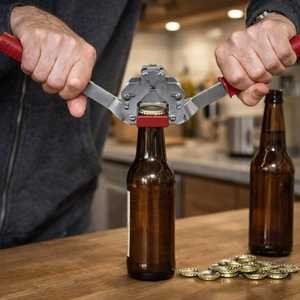 Tappatrice per bottiglie a due leve per tappi a corona con guarnizione in nylon da 26 mm, include 100 tappi - Product Image 5