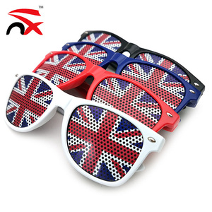 High Quality Cheap Plastic Party Decorative Sunglasses Football Fans Cheering UV Protection Country Flag Sunglasses with Logo