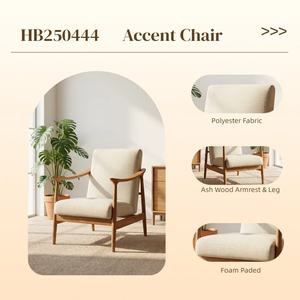 Fauteuil d'appoint moderne de luxe pour salon, avec dossier haut et tissu en mélange de lin, idéal pour chambre, appartement, hôtel - Product Image 2