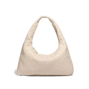 High Quality Woven Shoulder Bags Soft Leather Handbags Large Capacity Underarm Bag For Women