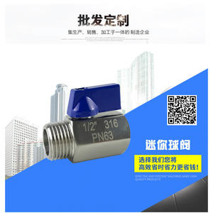 Mini Válvula de Bola 316 de 1/2 Pulgada PN63 de Acero Inoxidable para Agua y Sistemas Químicos - Product Image 1