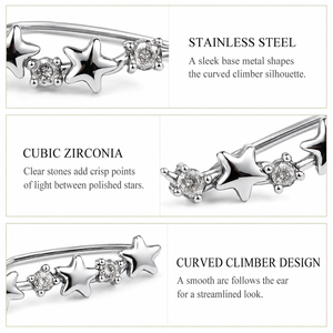 Pendientes de Estrella para Mujer, Pendientes de Acero Inoxidable con Circonita Cúbica, Baño de Oro de 14K al Vacío - Product Image 2