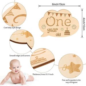 13 cartes de jalons de développement pour bébé en bois double face, accessoires de photographie nouveau-né, cadeau commémoratif de naissance gravé - Product Image 2