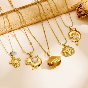 Modische Ocean Serie Anhänger Halskette DIY Charms Schmuck Vergoldeter Edelstahl Wasserdichter Muschelkette - Product Image 2