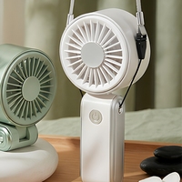 Ventilateur de poche USB pliable et rechargeable, 3 vitesses, faible bruit, en plastique, pour voyage, bureau, extérieur