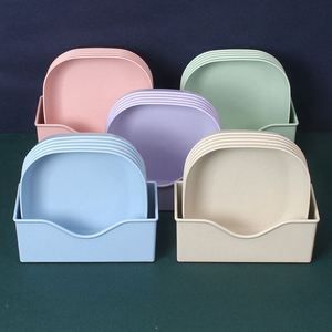 <b>Set</b> of 5 Unbreakable and Reusable Wheat Straw Bpa Free Plastic Dinner Plates <b>Microwave</b>/dishwasher Safe - Product Image 1