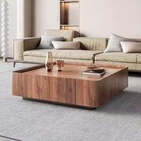 Table basse carrée moderne et simple, style Wabi-Sabi, couleur bois de noyer, avec garantie, pour salon