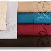 Drap de literie en microfibre doux brodé solide de luxe hypoallergénique 4 pièces ensemble de draps de lit plats à la terre pour hôtel ensembles de draps de lit