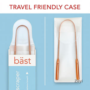 Con Logo personalizzato in rame raschietto 2 Pack con custodia da viaggio per alito più fresco migliore salute orale e papille gustative migliorate - Product Image 4