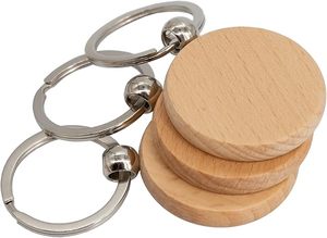 พวงกุญแจ DIY แบบขายส่ง ไม้เปล่าสำหรับสลัก พวงกุญแจไม้ ห่วงกุญแจ ป้ายกุญแจ ของขวัญส่วนตัว EDC หรือของขวัญที่ดีที่สุดสำหรับงานฝีมือ - Product Image 3