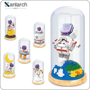 Auslage Flaschenbox Weltraum Abenteuer Raumfahrer Rakete Mond Kapsel Dekoration DIY Mini-Diamantziegel Spielzeug Bausteine für Kind
