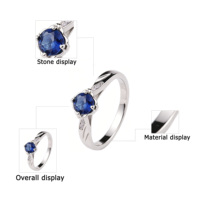 Bague pour femme en argent 925 plaqué platine haut de gamme WingHong R10643, sertie de zircone cubique soigneusement disposée