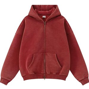 Áo hoodie nam chất lượng cao, kiểu dáng thể thao đường phố, chất liệu dày dặn, màu phai nắng, giặt acid, dáng rộng, có khóa kéo - Product Image 4